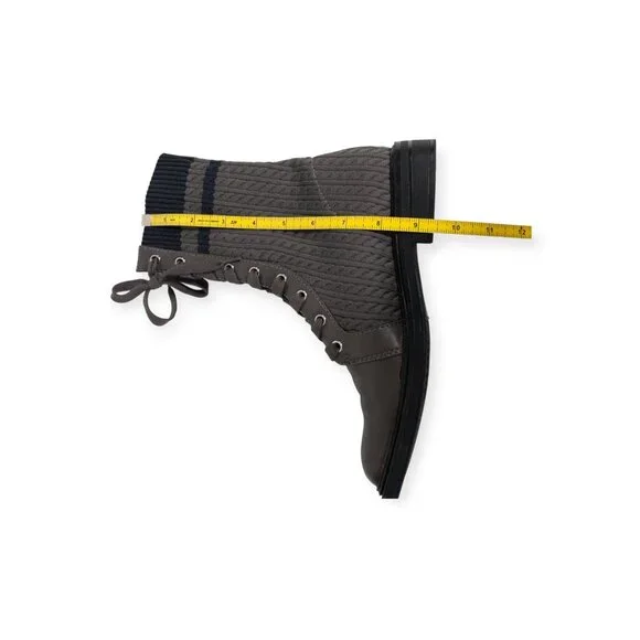 Charles & Keith Faux Leather Woven Boots SZ 36  Brown High Lace Up Boots - Picture 9 of 12